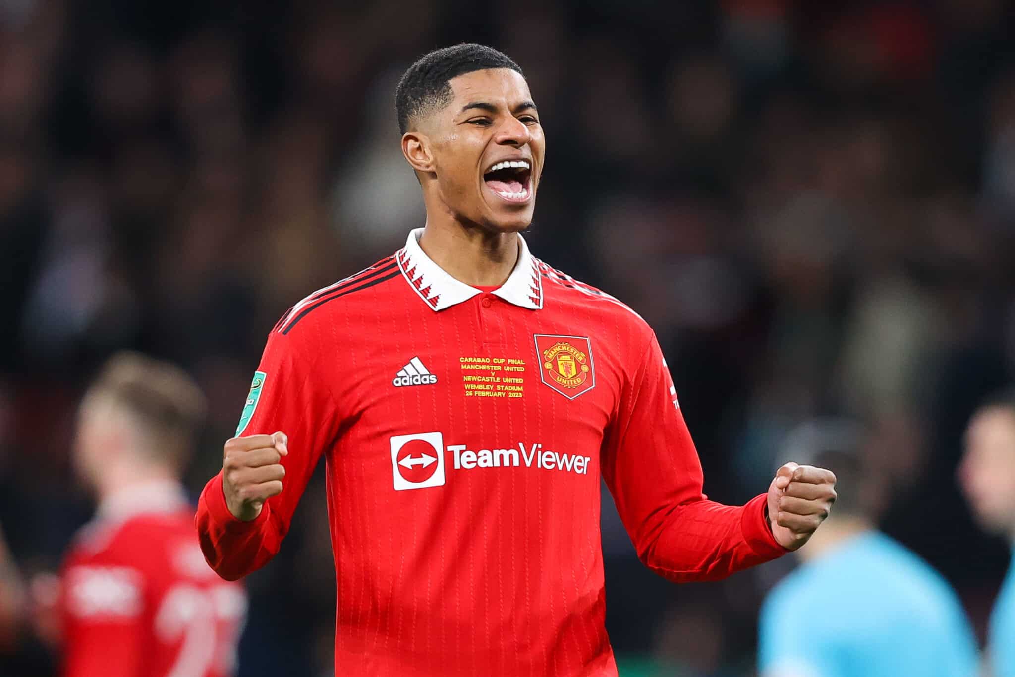 Marcus Rashford of Manchester United celebrates after the Carabao Cup