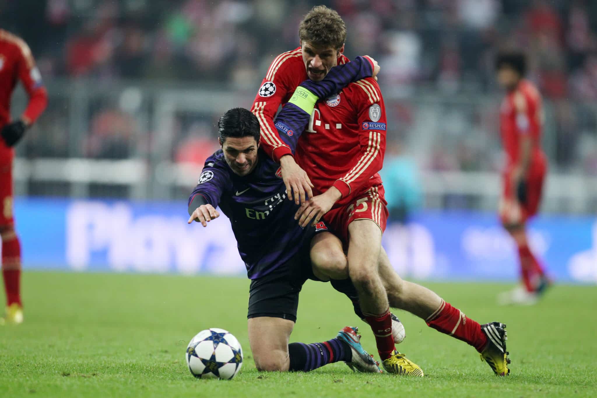 Mikel Arteta as a player for Arsenal against Bayern Munich