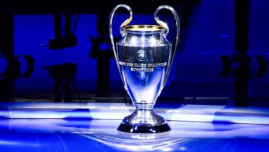 The UEFA Champions League trophy is displayed at main stage of Grimaldi Forum prior UEFA Champions League.