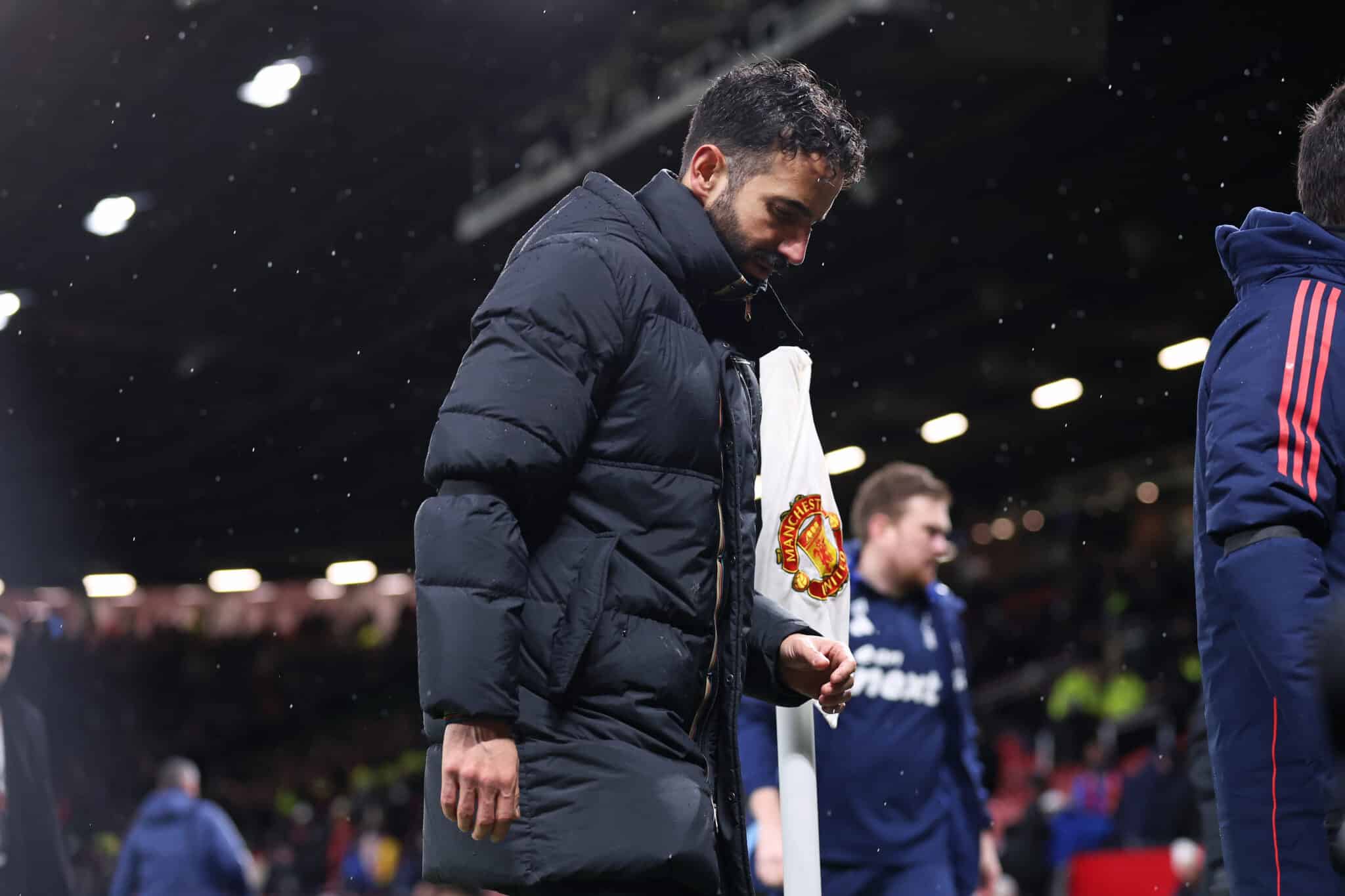 Ruben Amorim the manager of Manchester United looks dejected after the Premier League match between Manchester United FC and Nottingham Forest FC at Old Trafford on December 07, 2024 in Manchester, England.