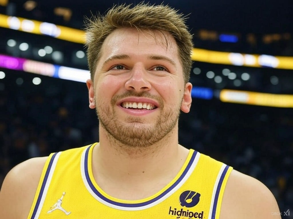 Luka Doncic #77 is now a member of the Los Angeles Lakers