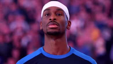 MVP? Shai Gilgeous-Alexander #2 of the Oklahoma City Thunder looks on prior to the game against the Golden State Warriors at Chase Center on November 27, 2024 in San Francisco, California.