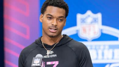 INDIANAPOLIS, INDIANA - FEBRUARY 27: Will Johnson of Michigan speaks to the media during the 2025 NFL Scouting Combine at Lucas Oil Stadium on February 27, 2025 in Indianapolis, Indiana.