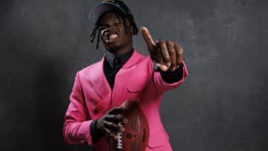 GREEN BAY, WISCONSIN - APRIL 24: Wide receiver and defensive back Travis Hunter poses for a portrait after being selected second overall in the first round by the Jacksonville Jaguars during the 2025 NFL draft at Lambeau Field on April 24, 2025 in Green Bay, Wisconsin.