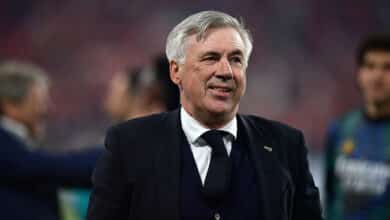 Coach Carlo Ancelotti of Real Madrid CF smiles after the UEFA Champions League final between Liverpool FC and Real Madrid.