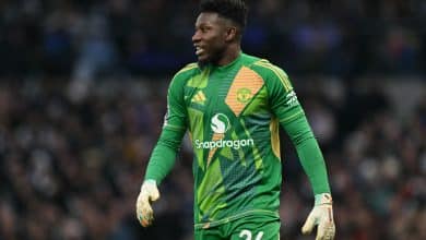 Manchester United's Cameroonian goalkeeper #24 Andre Onana