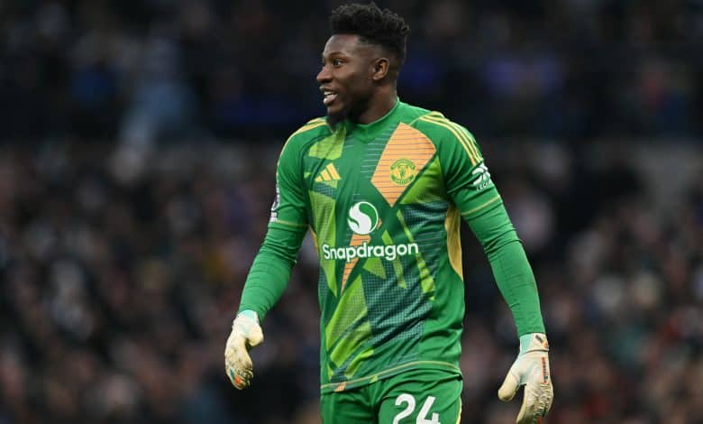 Manchester United's Cameroonian goalkeeper #24 Andre Onana