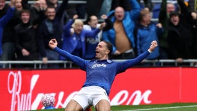 Everton's English midfielder #18 Jack Grealish celebrates after scoring their second goal during the English Premier League football match between Everton and Crystal Palace at Hill Dickinson Stadium in Liverpool, north west England on October 5, 2025. (Photo by Darren Staples / AFP) / RESTRICTED TO EDITORIAL USE. No use with unauthorized audio, video, data, fixture lists, club/league logos or 'live' services. Online in-match use limited to 120 images. An additional 40 images may be used in extra time. No video emulation. Social media in-match use limited to 120 images. An additional 40 images may be used in extra time. No use in betting publications, games or single club/league/player publications. /