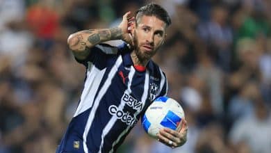 TORREON, MEXICO - MARCH 12: Sergio Ramos of Monterrey celebrates after scoring the team's second goal during the 2025 Concacaf Champions Cup match between Monterrey and Whitecaps at Corona Stadium on March 12, 2025 in Torreon, Mexico.