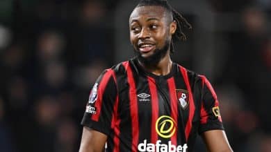 BOURNEMOUTH, ENGLAND - MARCH 13: Antoine Semenyo of Bournemouth looks on during the Premier League match between AFC Bournemouth and Luton Town at Vitality Stadium on March 13, 2024 in Bournemouth, England. This fixture was re-scheduled after the initial match was abandoned due to Luton Town's captain Tom Lockyer suffering a cardiac arrest after 58 minutes with the score at 1-1.