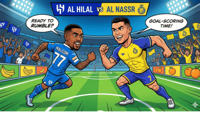 Al Hilal vs Al Nassr where Malcom from Al Hilal facing Cristiano Ronaldo from Al Nassr
