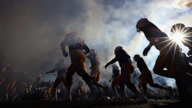 BERKELEY, CA - OCTOBER 13: The California Golden Bears run out on to the field for their game against the UCLA Bruins at California Memorial Stadium on October 13, 2018 in Berkeley, California.