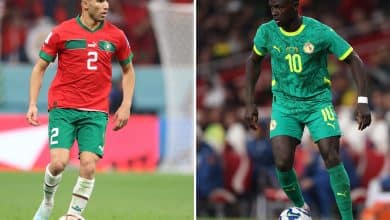 FILE PHOTO (EDITORS NOTE: COMPOSITE OF IMAGES - Image numbers 1449393850, 2246917190) In this composite image, a comparison has been made between Achraf Hakimi of Morocco (L) and Sadio Mane of Senegal. Senegal and Morocco meet in the CAF Africa Cup of Nations final at the Prince Moulay Abdellah Stadium on January 18,2026 in Rabat, Morocco. ***LEFT IMAGE*** AL KHOR, QATAR - DECEMBER 14: Achraf Hakimi of Morocco during the FIFA World Cup Qatar 2022 semifinal match between France and Morocco at Al Bayt Stadium on December 14, 2022 in Al Khor, Qatar. (Photo by Catherine Ivill/Getty Images) ***RIGHT IMAGE*** LONDON, ENGLAND - NOVEMBER 15: Sadio Mane of Senegal controls the ball during the International Friendly between Brazil and Senegal at Emirates Stadium on November 15, 2025 in London, England.
