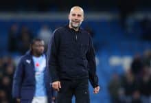 MANCHESTER, ENGLAND - NOVEMBER 02: Josep 'Pep' Guardiola, head coach of Manchester City, reacts after the Premier League match between Manchester City and Bournemouth at Etihad Stadium on November 02, 2025 in Manchester, England.