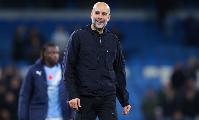 MANCHESTER, ENGLAND - NOVEMBER 02: Josep 'Pep' Guardiola, head coach of Manchester City, reacts after the Premier League match between Manchester City and Bournemouth at Etihad Stadium on November 02, 2025 in Manchester, England.